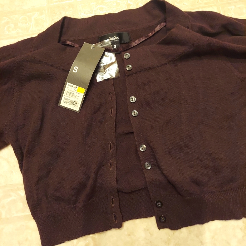 Cropped cardigan short sleeve women's small, nwt